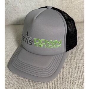 Orvis Fly Fishing Tucker Hat Cap Grey Mesh/Snap Back "Down‎ the Hatch"